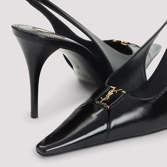 SAINT LAURENT Slingback Pointed-Toe Heels Women BLACK Pumps - Picture 5 of 5